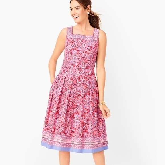 Talbots Dresses & Skirts - Talbots Floral Medallion Fit and Flare Sleeveless Apron Dress